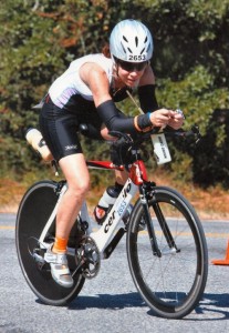 Picture of Triathlete Nancy Richmond on bike